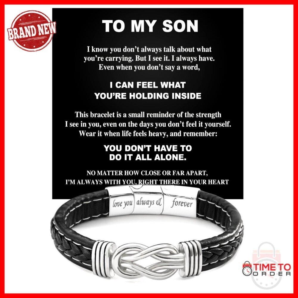 Leather Bracelet for Men, Heartfelt Gift for Son, Father's Day Birthday